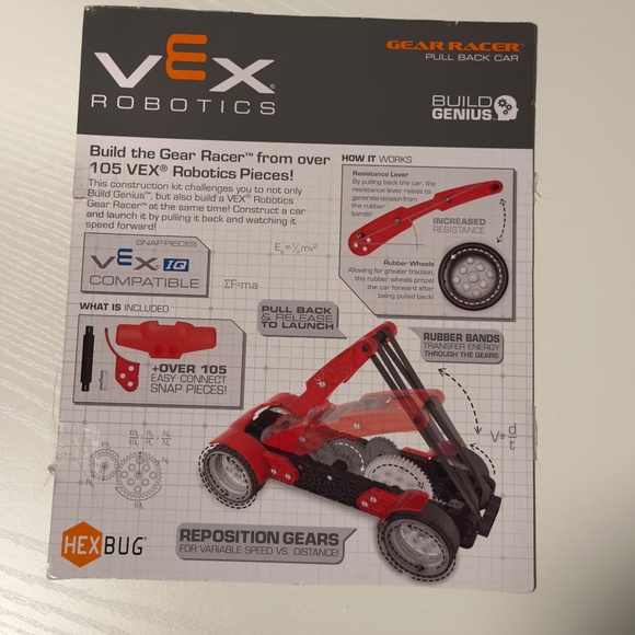 Vex Robotics Gear Racer Pull Back Car STEM Engineering Construction Classroom - Picture 3 of 7